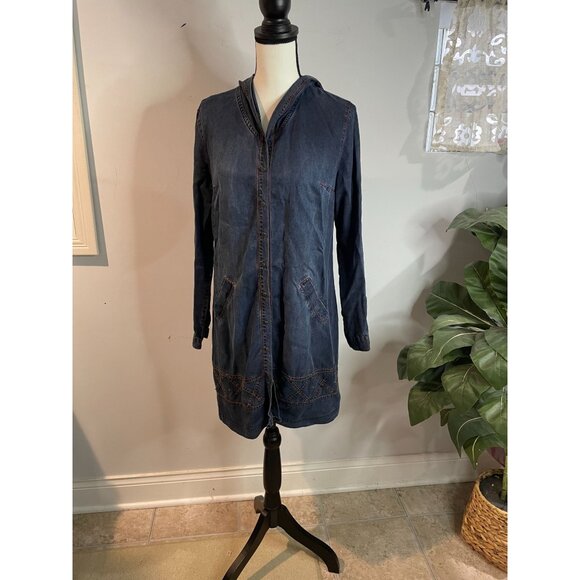 Moda İlgi Embroidered Tencel Long Jacket With Pockets - Picture 1 of 16
